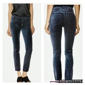 NWT! Paige Hoxton Ankle Velvet Pants w/Exposed Button Tab Midnight Slate 24”